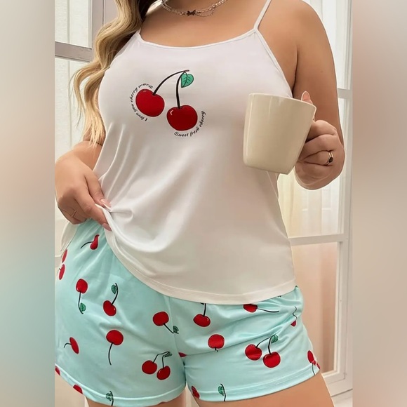 NEW| 2 Piece Plus Size Cherry Soft Pajama Set - Picture 3 of 5